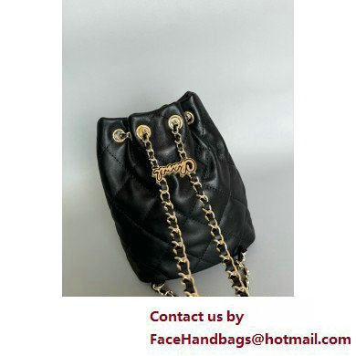 CHANEL Shiny Lambskin  &  Gold-Tone Metal Backpack AS4810 black 2025